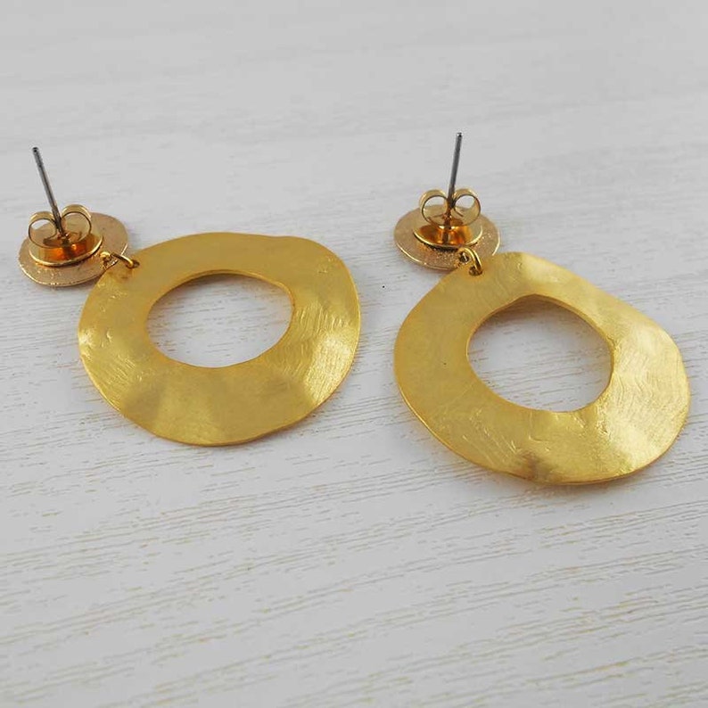Boucle d'oreille clip ou pic créole, doré à l'or fin, plaqué or, pendante image 8