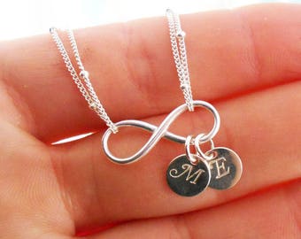 Infinite silver bracelet infinity bracelet two personalized initials, adjustable bracelet, minimalist infinity bracelet, love bracelet