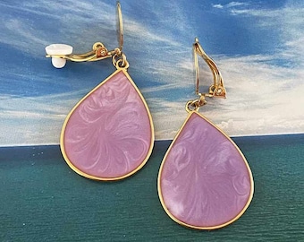 Clip or spike earring, enameled earring, original earring, gold plated earring