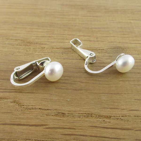 Boucle d'oreille clip perle de culture, boucle d'oreille clip perle d'eau douce, boucle d'oreille clip femme, boucle d'oreille perle clip