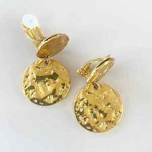 clip on earring, stainless steel, hammered earring