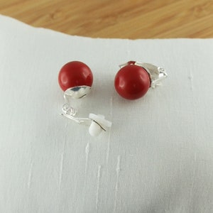 Boucle d'oreille clip boule swarovski Rouge