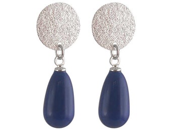 Swarovski clip or spike earrings, mother-of-pearl earring.