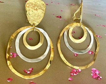 Gold plated creole clip earrings, light,