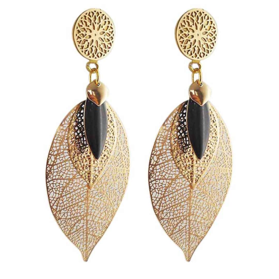 FDEETY Boucles D’Oreilles Pendantes Cristal Feuilles Marquise – Strass Étincelants – Hypoallergéniques – Cadeau Élégant Femme