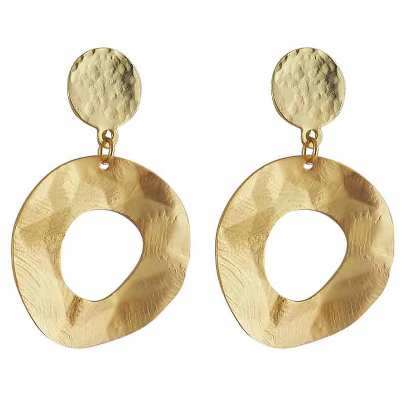 Creole clip or spike earring, gilded with fine gold, gold plated, dangling image 7