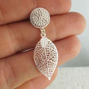 Golden leaf clip earrings made in France, silver leaf clip earring, cheap clip earring image 1