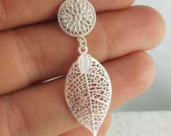 Boucles d'oreilles à clips feuilles dorées (made in France), boucle d'oreille clip feuille argentée, boucle d'oreille clip pas cher