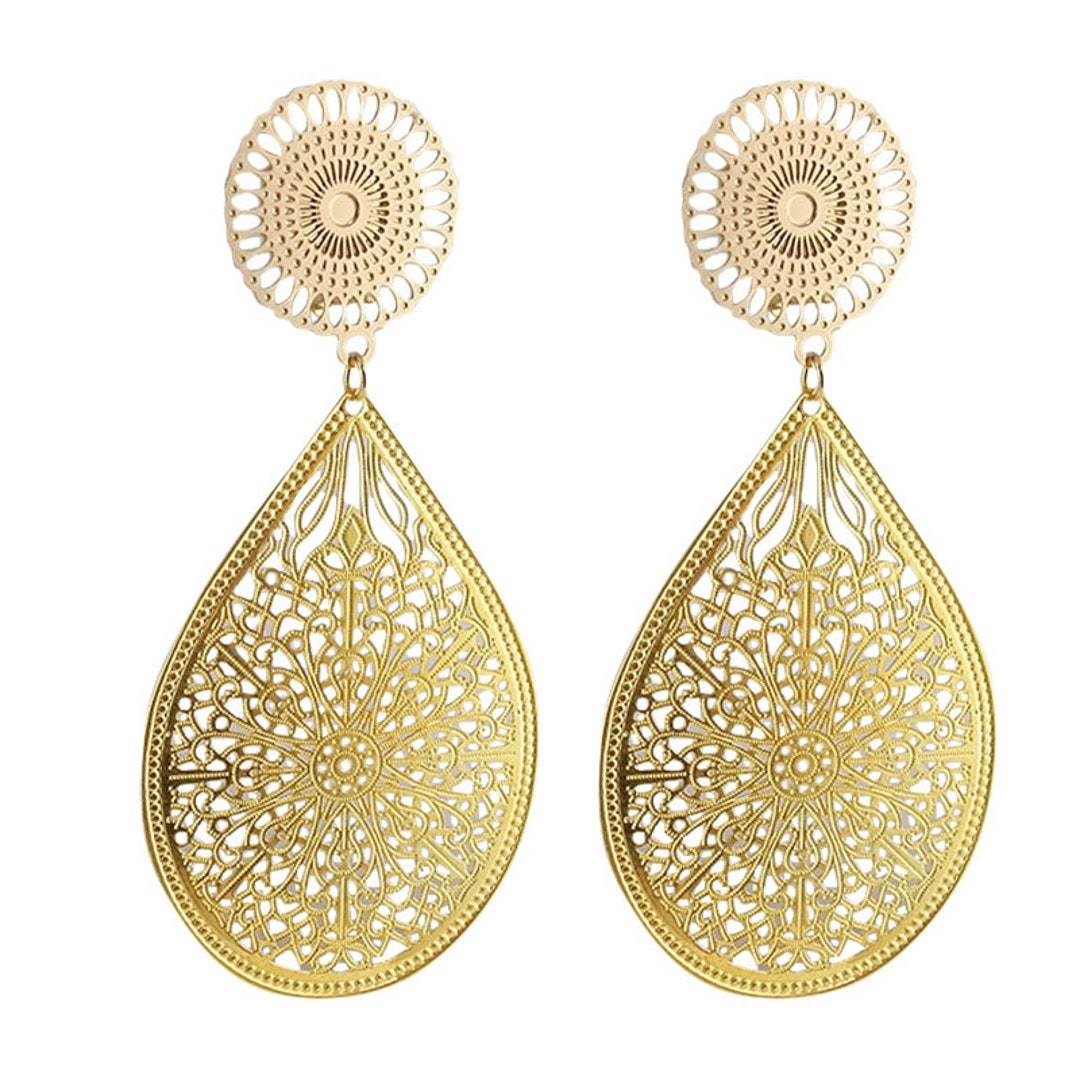 Boucles D'oreilles Clips Vintage Argenté Et Doré - Très Bon état