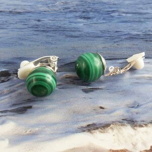 Boucles d'oreilles clips, lapis, malachite, jade, labradorite, aigue marine, clip en argent 925 zdjęcie 10