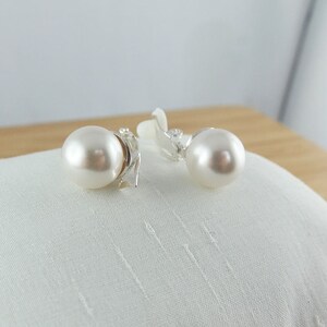 Earring clip ball swarovski White