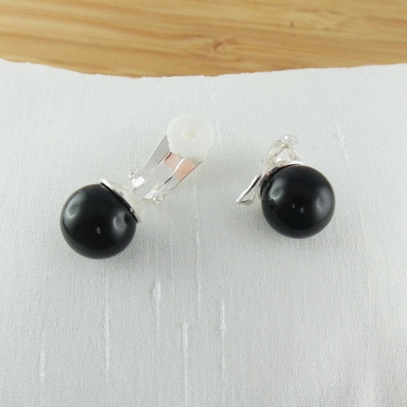 Earring clip ball swarovski Black