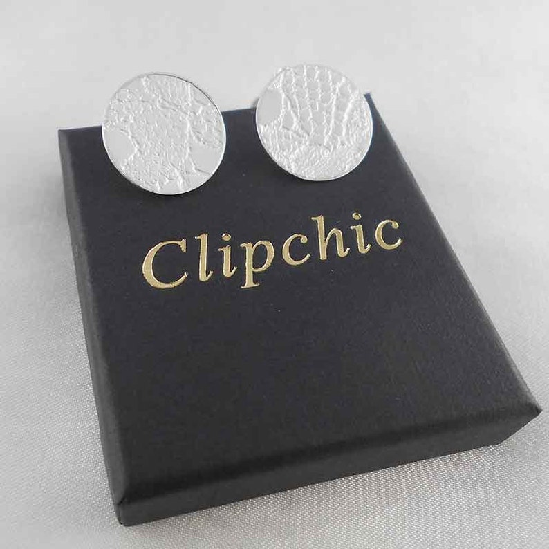 silver clip earrings, short clip earring, cheap clip earring, original clip earring image 3