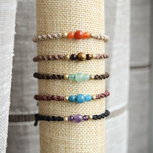 Simple macrame bracelets with gemstone beads | Boho hippie bracelets | Macrame jewelry | knotted bracelets with healing stone beads