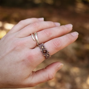 Tiger Eye • Macrame Ring | Macrame jewelry with healing stone bead | Gemstone Boho Ring | Elven jewelry