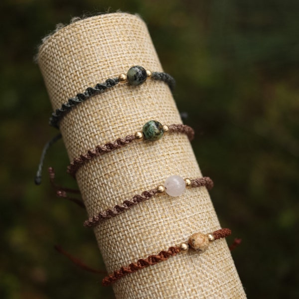 simple macrame bracelets with gemstone beads | Boho Hippie Bracelets | Macrame jewelry | knotted bracelets with healing stone beads