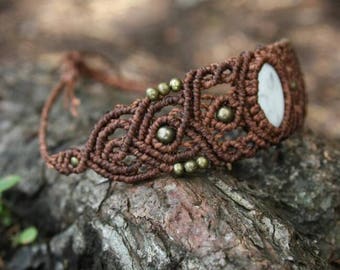 macrame upper arm jewelry with magnesite