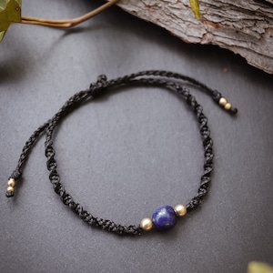Simple macrame bracelet • Lapis lazuli | Macrame jewelry healing stone | Boho jewelry | Hippie gift | Beaded bracelet