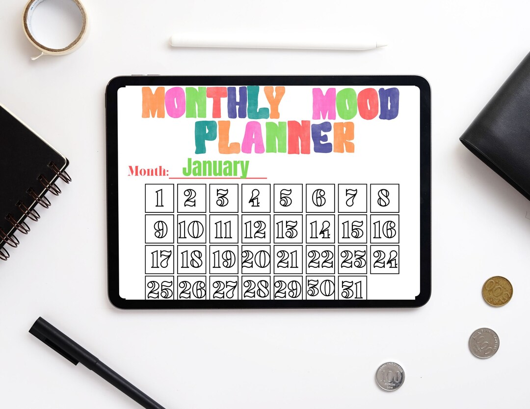 Mood Tracker Printable, Yearly Monthly Mood Planner, Mood Chart Printable, Digital Instant ...