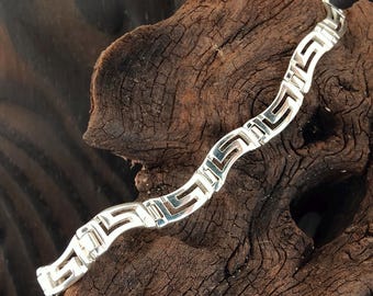 Sterling Silver Greek Meander Bracelet, Ancient Greek Jewelry