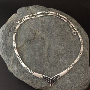 Griekse ketting, gouden meanderketting, Griekse sleutel goudzilveren sieraden, zilveren meanderketting, Griekse statementketting, Griekse sieraden
