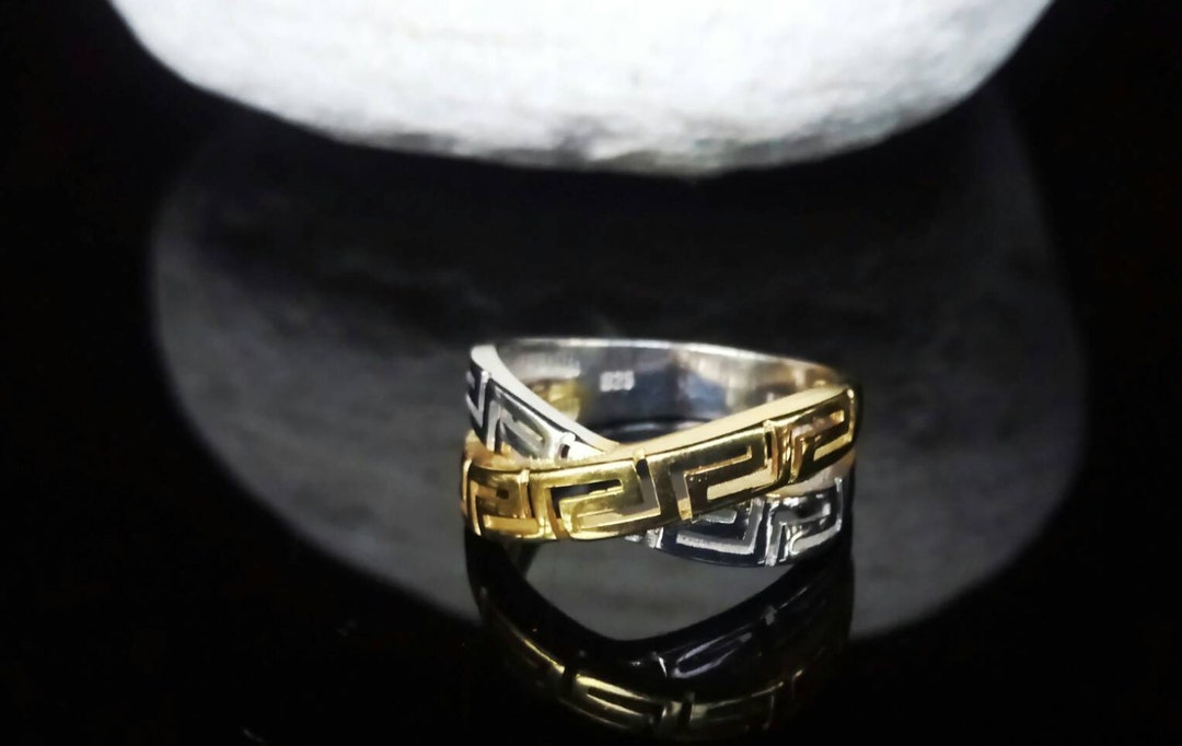 Anello greco a meandro, gioielli greci, meandro greco in argento