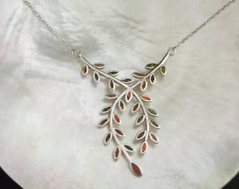 olive leaves opal necklace, sterling silver 925 necklace, ancient greek jewelry, bijoux grec, griechischen schmuck, opale greco antico