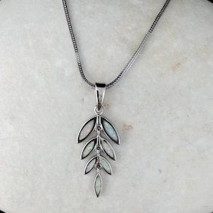 olive leaf white opal pendant, opal white sterling silver greek jewelry, ancient greek jewelry collection, olive leaf jewel bridal pendant