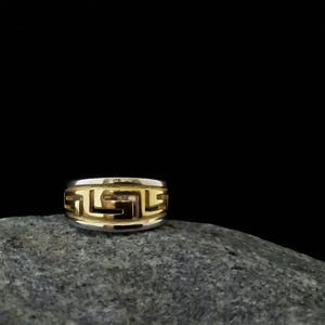 meander ring, ring meander-greek key golden sterling silver, ancient greek jewelry, bijoux grec, griechischen schmuck, greek ring