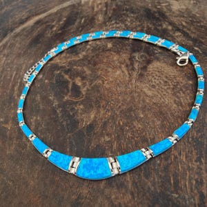 Collar de ópalo azul, colección de joyas griegas de plata de ley 925, bijoux grec opal colliers, opal griechischen halsketten, opal collane imagen 2