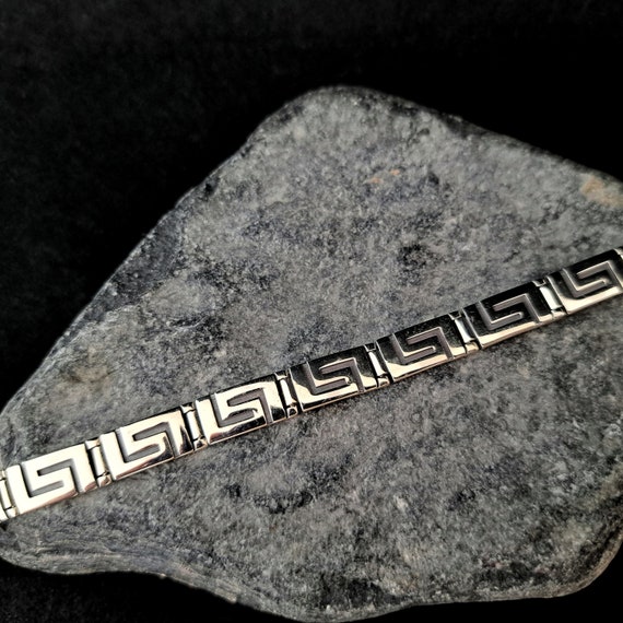 Bracelet Gourmette En Argent Sterling - Motif Frise Grecque - 90g (Occasion)