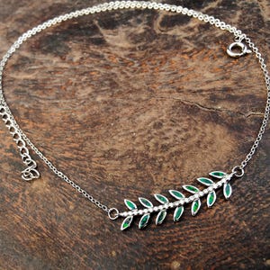 olive leaves opal necklace,green opal CZ necklace, ancient greek jewelry, bijoux grec, greek necklace,olive necklace