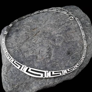 Griekse ketting, gouden meanderketting, Griekse sleutel goudzilveren sieraden, zilveren meanderketting, Griekse statementketting, Griekse sieraden