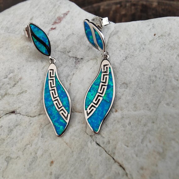 Orecchini a meandro con chiave greca in argento sterling (AG-15) - Italia