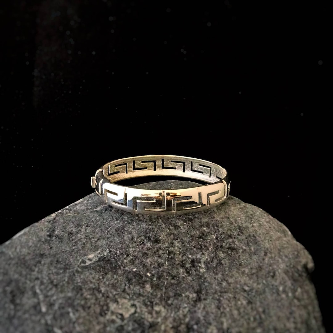 Greek Meander Bangle, Meander Greek Key Bangle, Sterling Silver 925 ...