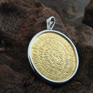 ciondolo disco di festoso, ciondolo argento dorato 925, gioielli antichi greci, gioielli argento festoso greci, bijoux grec, ciondolo disco di festoso