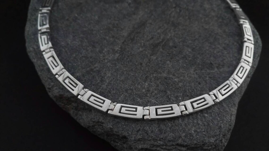Meandergreek Key Necklace Men's Necklace Sterling Etsy