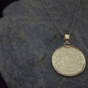 ペンダント ファイストス ディスク、金銀 925 ペンダント、ギリシャ古代ジュエリー、銀ファイストス ジュエリー ギリシャ、宝石 ギリシャ、ペンダント ファイストス ディスク