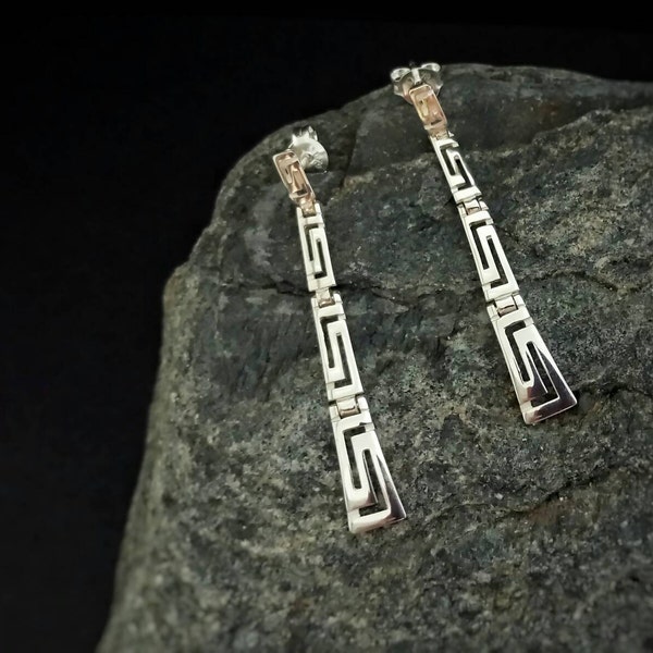 greek meander earrings, sterling silver 925 ancient greek jewelry, greek jewelry, griechischen ohrringe, meander jewel,greek earrings