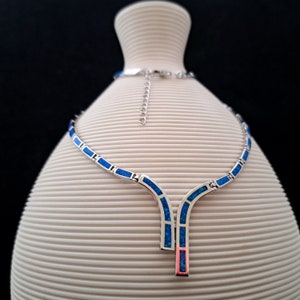 opal blue necklace, sterling silver 925 opal necklace, bijoux grec opal colliers, opal griechischen halsketten, opal collane, birthday jewel