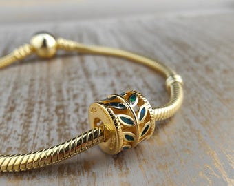 Greek green opal olive leaf silver charm,greek jewelry,greek olive leaf charm fits Pandora and European bracelet,create your bracelet
