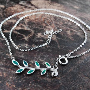 olive leaf opal necklace, sterling silver olive leaf, green opal necklace,greek jewelry silver 925, bijoux grec,