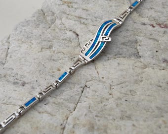 meander-greek key opal bracelet, bracelet opal sterling silver, 925 silver ancient greek jewelry, bijoux grec meandre, griechischen schmuck
