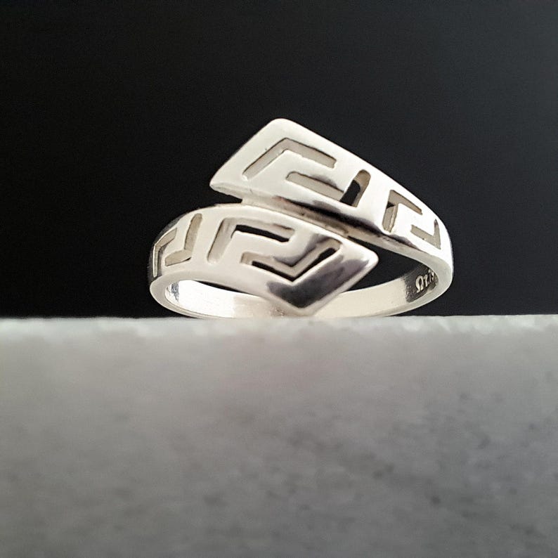 Greek Key Ring, Greek Pattern Ring, Greek Style Ring, Gold Greek Ring ...