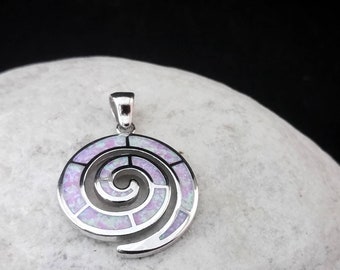 Spiralcharme, rosa Opal Sterling Silber Spiralcharme, griechische Opal Spirale Silber 925 Anhänger, Silber 925 antiken griechischen Spiralschmuck