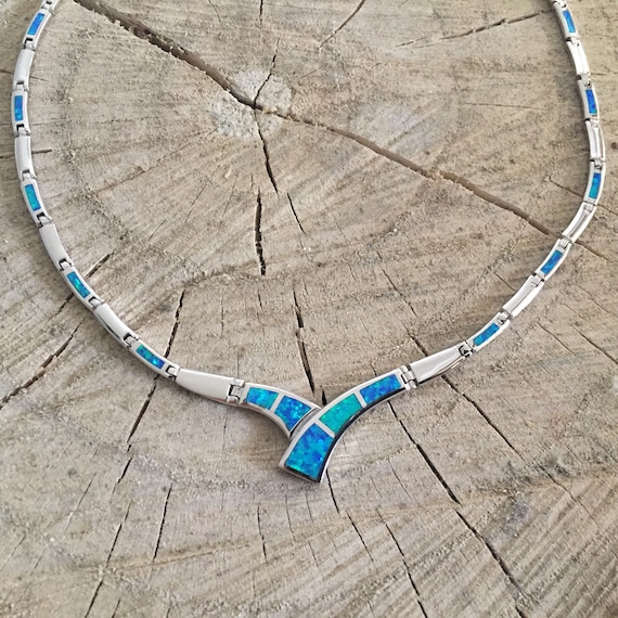 opal blue necklace, sterling silver 925 opal necklace, bijoux grec opal colliers, opal griechischen halsketten, griechische kette
