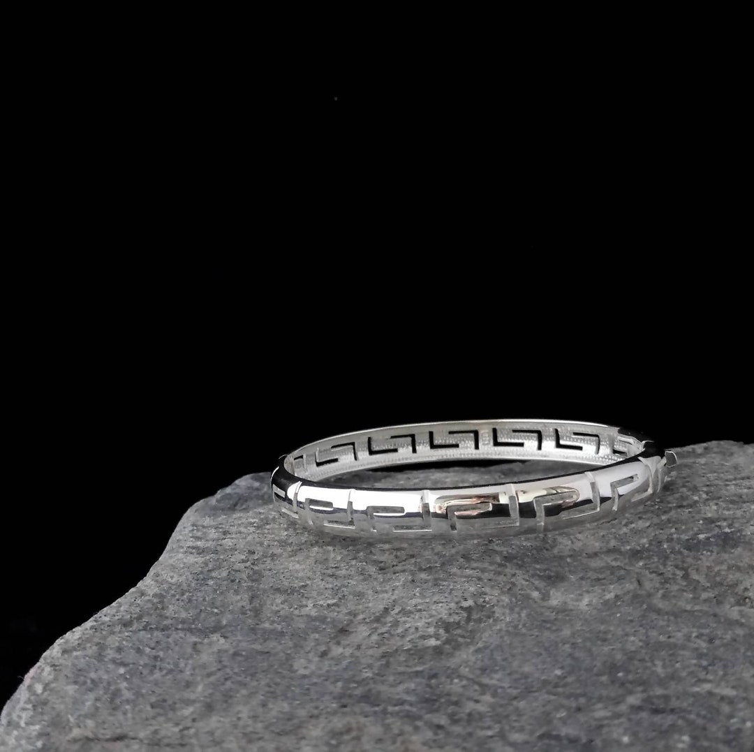 Greek Meander Bangle, Meander Greek Key Bangle, Sterling Silver 925 ...