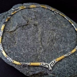 ketting meander-Griekse sleutelkunst, gouden sterlingzilver 925 Griekse meanderketting, bijoux grec, griechischen schmuck, verjaardagscadeau juweel