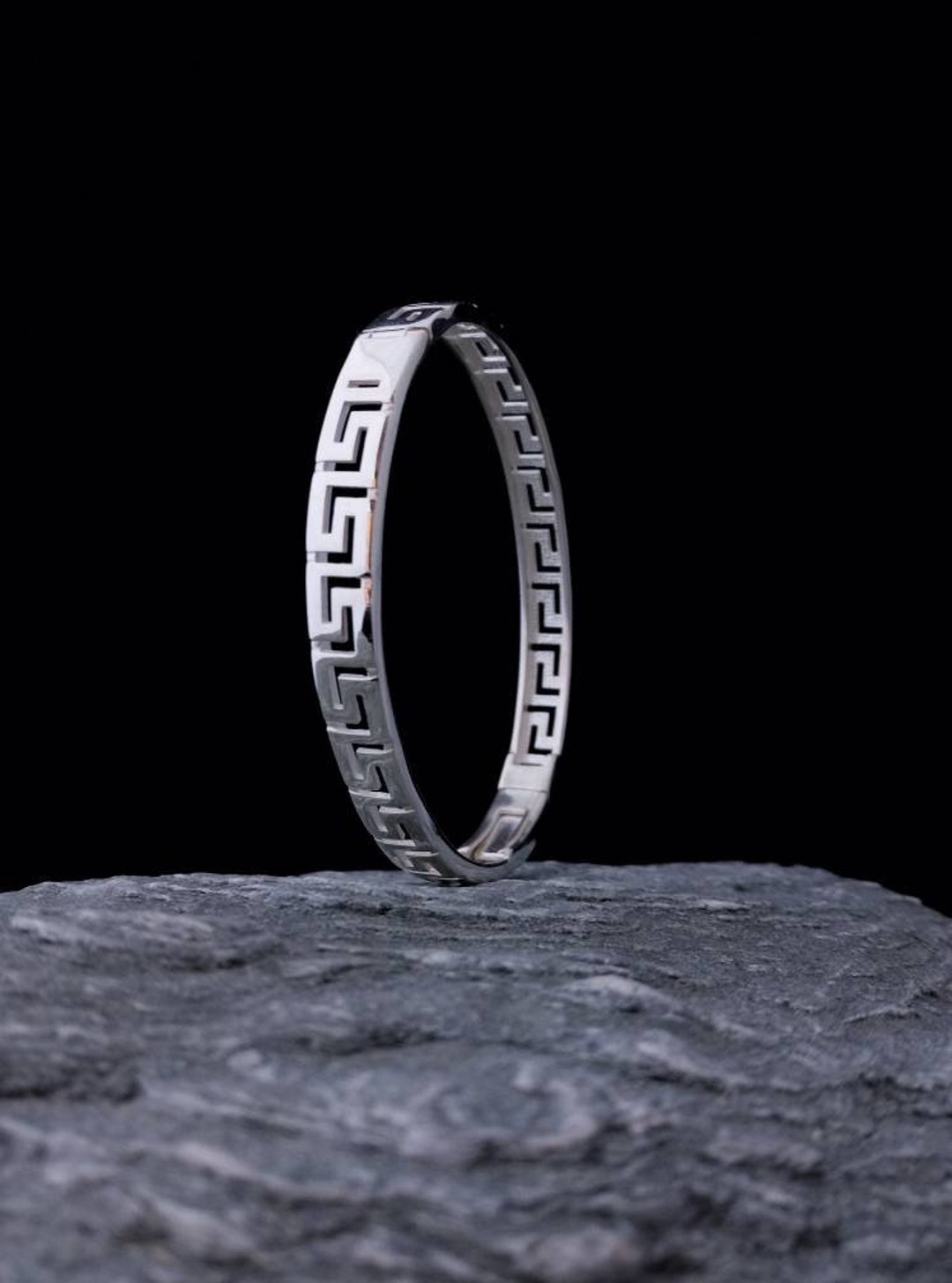 Greek Meander Bangle, Meander Greek Key Bangle, Sterling Silver 925 ...