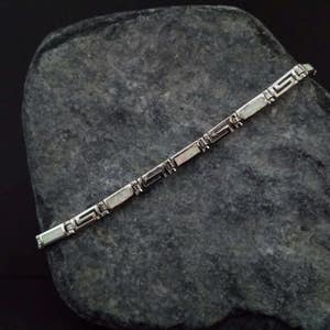 meanderarmband, Griekse sleutel witte opaal zilveren 925 armband, Griekse beperkte sieradencollectie, bruidsarmband, bijoux grec,